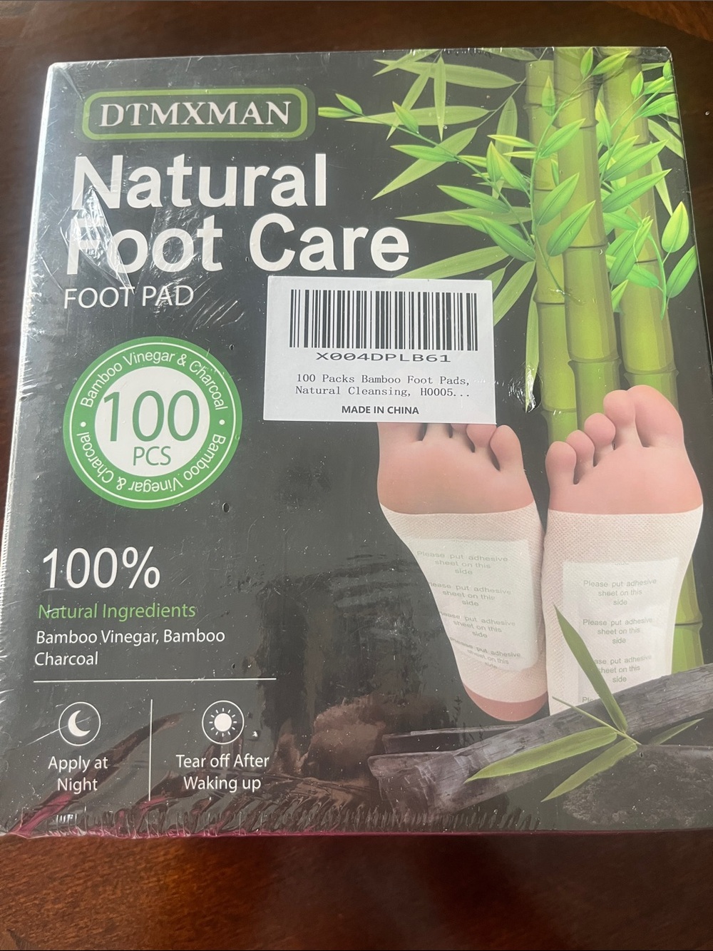 DTMXMAN Natural Foot Care Foot Pads - Bamboo Vinegar & Charcoal - Black/Green